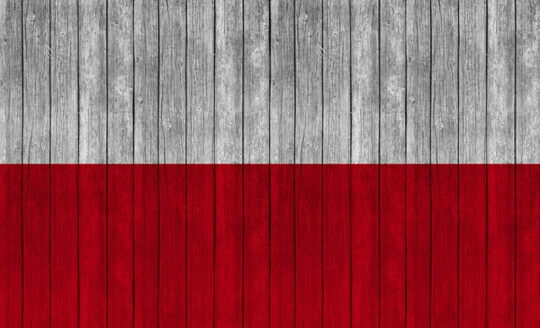 Poland Flagge Auf Holz Textur Hintergrund — Stockfoto