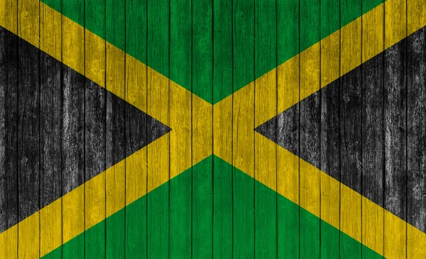ウッド テクスチャ背景にジャマイカの国旗 — ストック写真