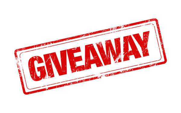 GIVEAWAY red stamp text on white background