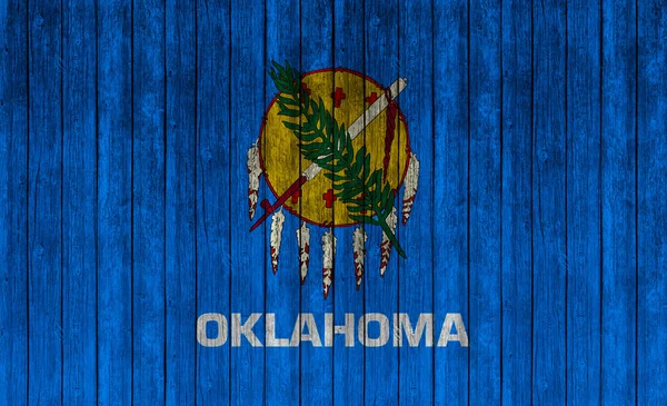 Флаг Штата Оклахома Фоне Деревянной Текстуры — стоковое фото