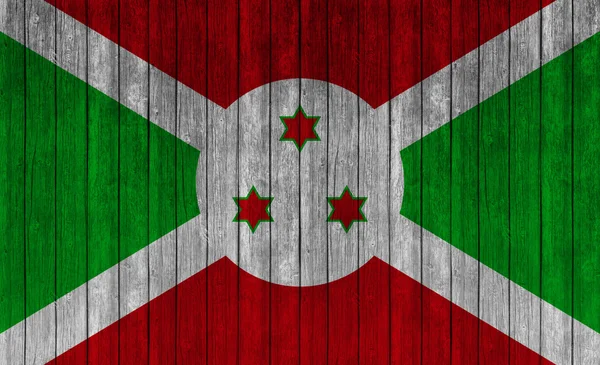 Drapeau Burundi Peint Sur Fond Texture Bois — Photo