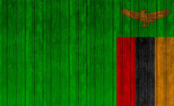 ザンビア国旗木のテクスチャを背景に — ストック写真