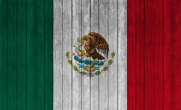 Bandera México Sobre Tabla Madera Vieja — Foto de Stock