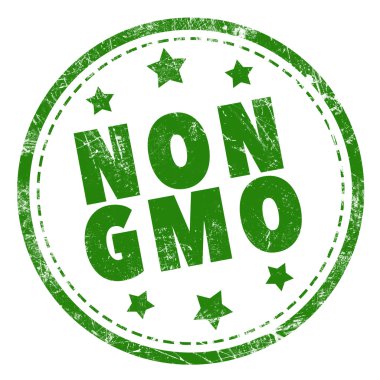 Beyaz arkaplan üzerinde Gmo kelimesi olmayan yeşil damga metni