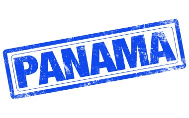 Panama sözcüğü Beyaz arkaplanda Mavi damga metni
