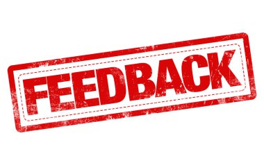Geribildirim kelime kırmızı damga metni beyaz arka plan üzerinde