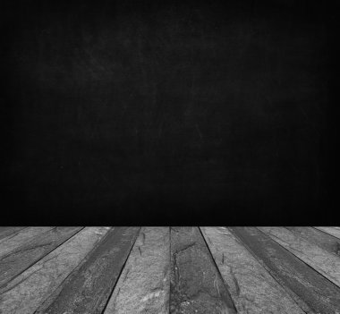 Blackboard on concrete floor, mock up for adding your text or display the products