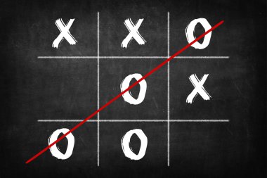 Tic Tac Toe Game on blackboard