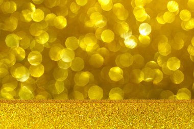 sparkling gold bokeh wall and glitter floor, mock up for display of product