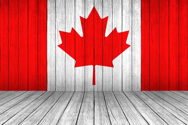 ウッド テクスチャ背景にカナダの旗 — ストック写真
