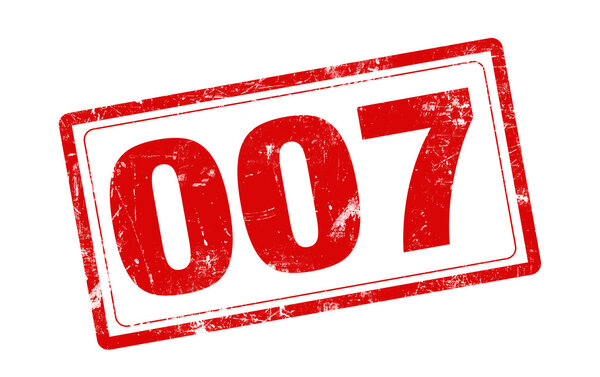 007 red stamp text on white background