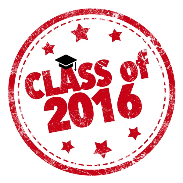 Class 2016 Word Red Stamp Text White Background — 스톡 사진