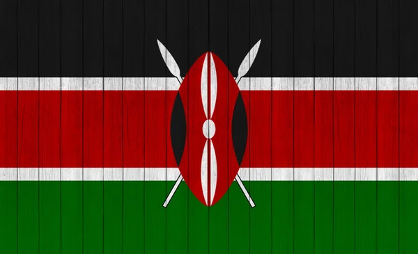 Kenya Flagge auf Holz Textur Hintergrund — Stockfoto