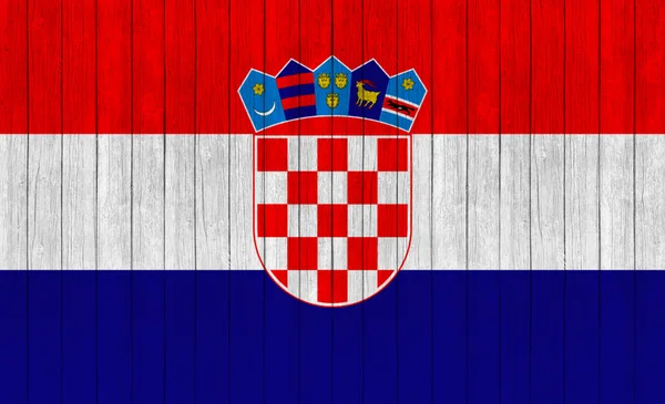 ウッド テクスチャ背景のクロアチアの旗 — ストック写真