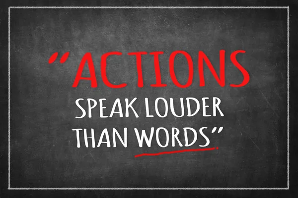 Acções Speak Louder Words Quadro Negro — Fotografia de Stock