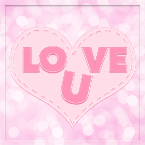 Heart Pink Bokeh Background Word Love You — 스톡 사진