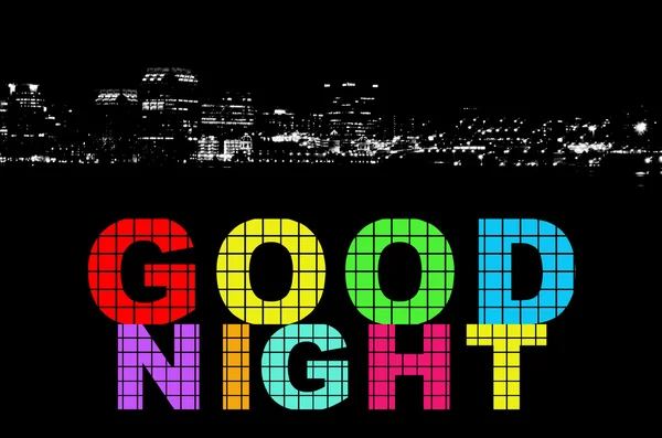 City Lights Black White Word Good Night — Stock Photo, Image