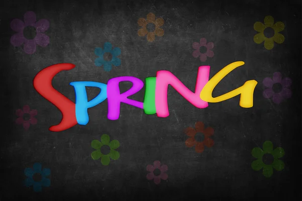 Spring Word Blackboard — Stock Photo, Image