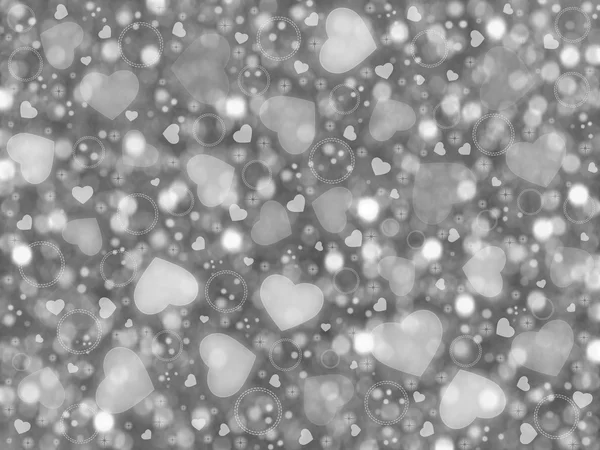 Fondo Bokeh Corazón Gris Para Día San Valentín —  Fotos de Stock