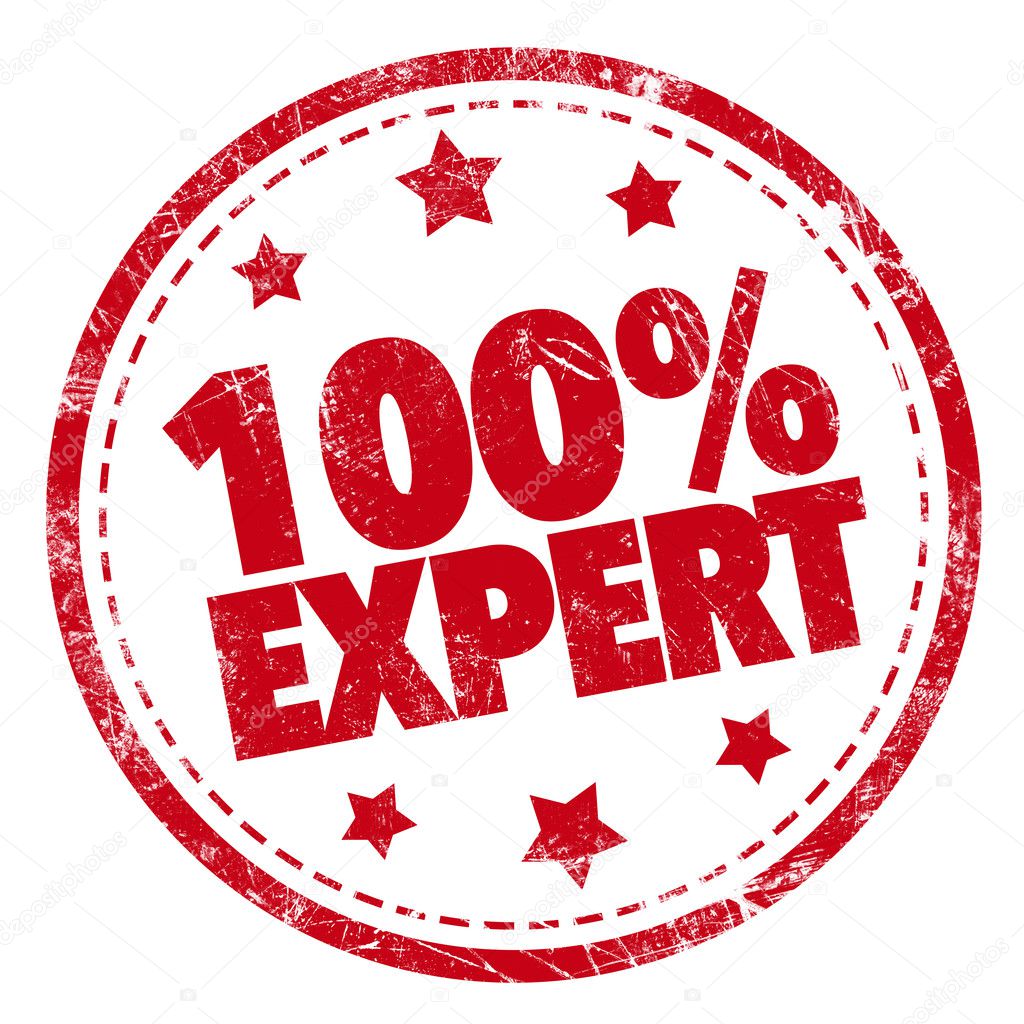 100% Expert word red stamp text on white background