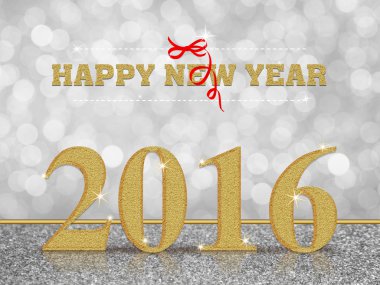 Beyaz Bokeh arka planında mutlu yıllar 2016 