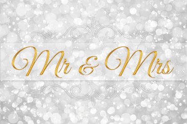 Beyaz gümüşün üzerindeki Bay & Mrs Bokeh soyut arkaplan