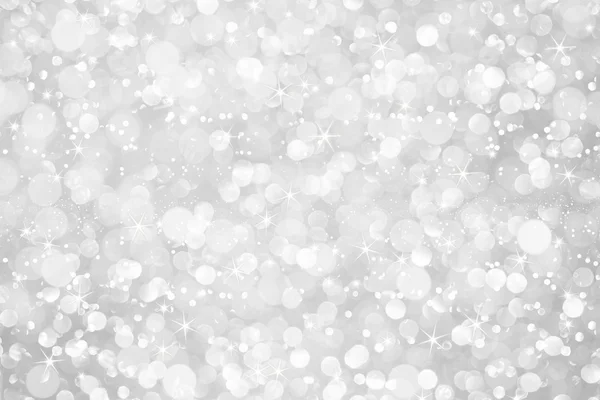 Witte Zilveren Glitter Bokeh Met Sterren Abstracte Achtergrond — Stockfoto