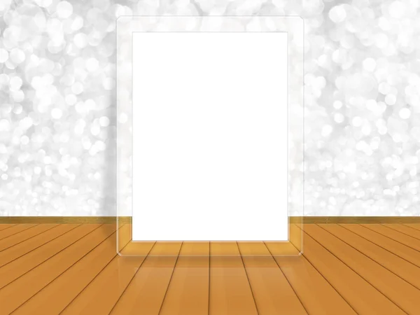 Wooden White Bokeh Abstract Background Montage Display Your Products — Stok fotoğraf