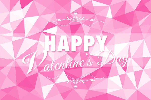 Happy Valentine Day White Pink Abstract Background Triangles Low Poly — Stock Photo, Image