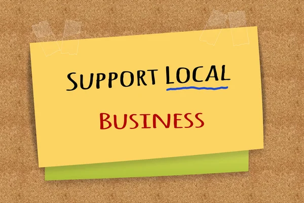 support local business on sticky note