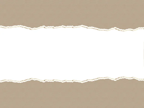 棕色纸撕破 复制空白白色背景 — 图库照片