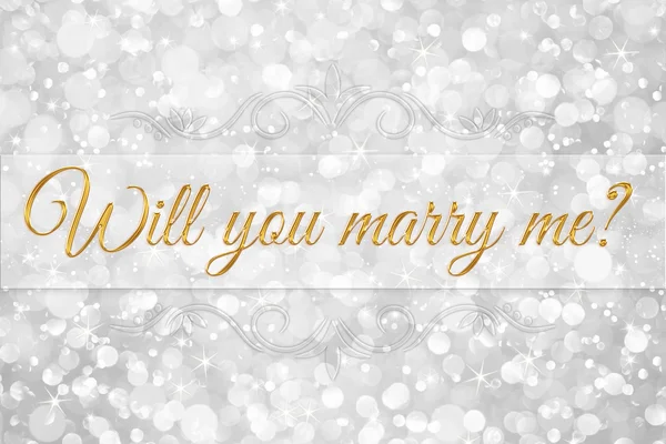 Benimle evlenir misin? beyaz gümüş parıltılı bokeh soyut arkaplan