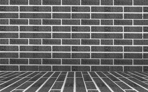 Grey Brick Wall Brick Floor Interior Background — 스톡 사진