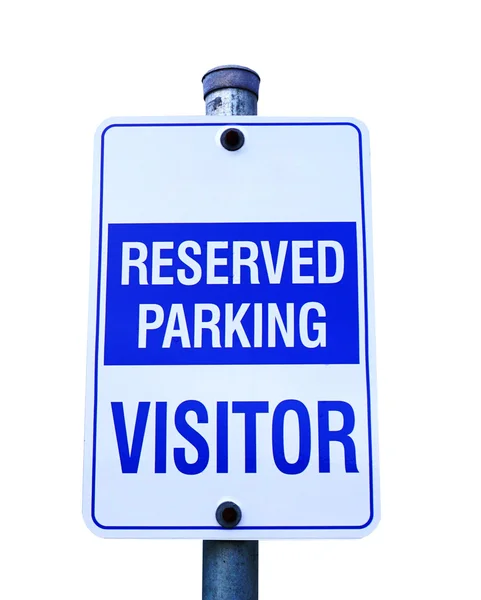 Estacionamento Reservado Para Sinal Visitante Isolado Fundo Branco — Fotografia de Stock