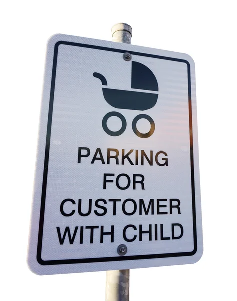 Bir işaret için alıcı otopark çocuk ile — Stok fotoğraf