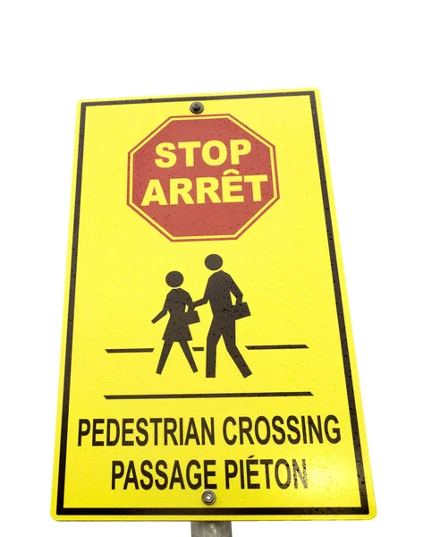 Pedestrian Crossing Sign English French Wet Rain — 스톡 사진