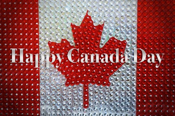 Vlajka Kanada diamantů s aplikací word šťastný den Kanady — Stock fotografie