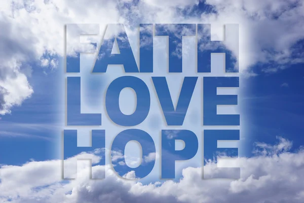 Віра любов надія на фоні блакитного неба — стокове фото