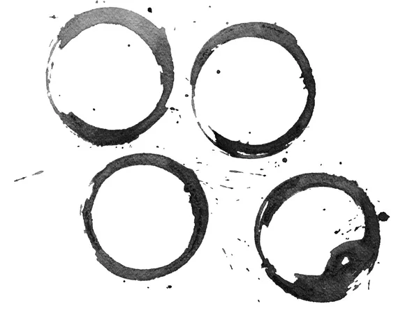 Satz von schwarzen Flecken isoliert auf weißem Papier Hintergrund — Stockfoto