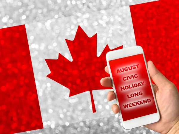 Vlajka Kanada na pozadí bokeh s aplikací word srpna Civic Holiday L — Stock fotografie