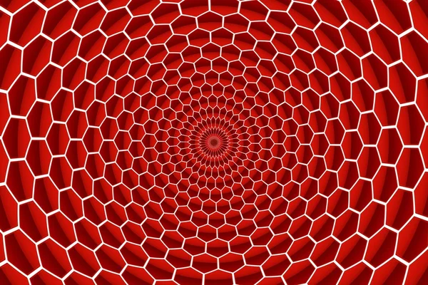 旋转扭曲抽象红色蜂窝图案背景 — 图库照片