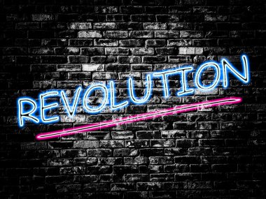 Eski siyah vintage tuğla duvar arka plan tabelada devrim