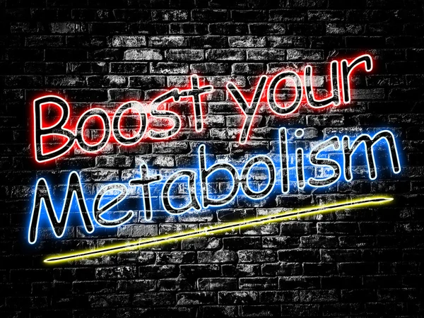 Boost your metabolism sign on old black vintage backsteinwall backg — Stockfoto