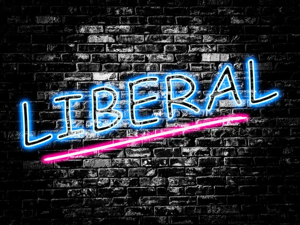Liberal sign on old black vintage brick wall background — Stock Photo, Image