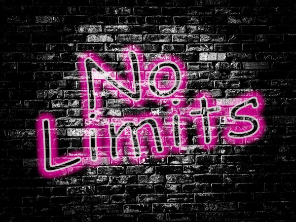 No limits sign on old black vintage brick wall background — Stock Photo, Image