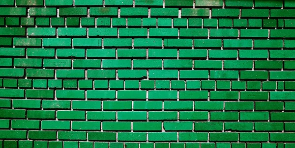 녹색 벽돌 벽 패턴 질감 배경 — 스톡 사진