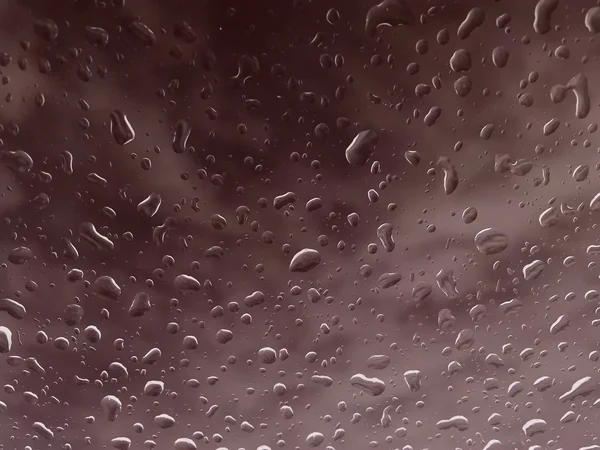 Gocce di pioggia su finestra di vetro sfondo cielo scuro — Foto Stock