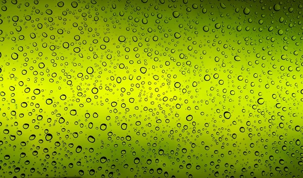 Gotas de lluvia sobre vidrio ventana verde gradiente fondo —  Fotos de Stock