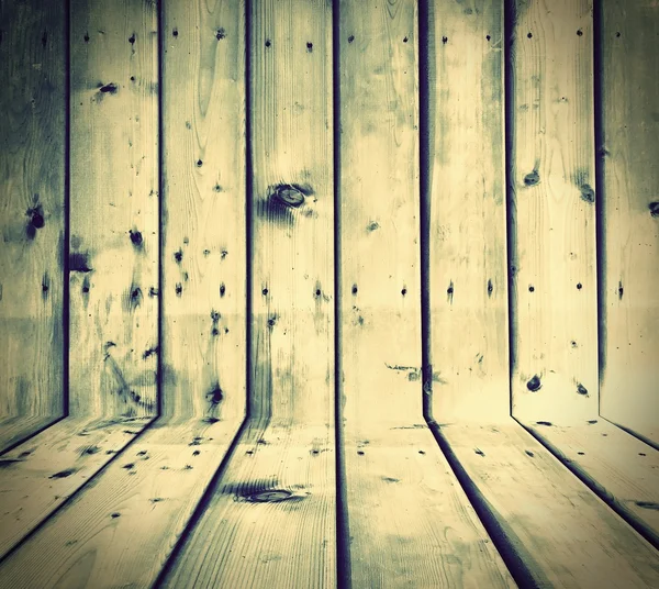 Dřevěný styl podlahu jeviště a zdi pro zobrazení výrobku nebo zpět — Stock fotografie