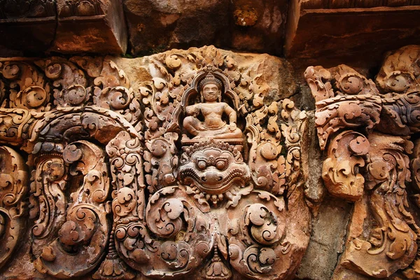 Płaskorzeźba w Banteay Srei, Kambodża — Zdjęcie stockowe